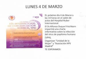Jornada de sensibilización sobre el VPH en el Hospital Ruber Internacional